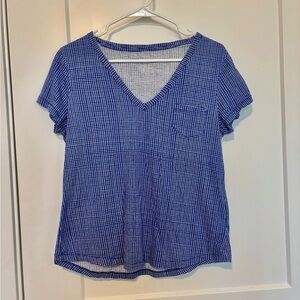 GAP Blue Gingham V-Neck Women's Top